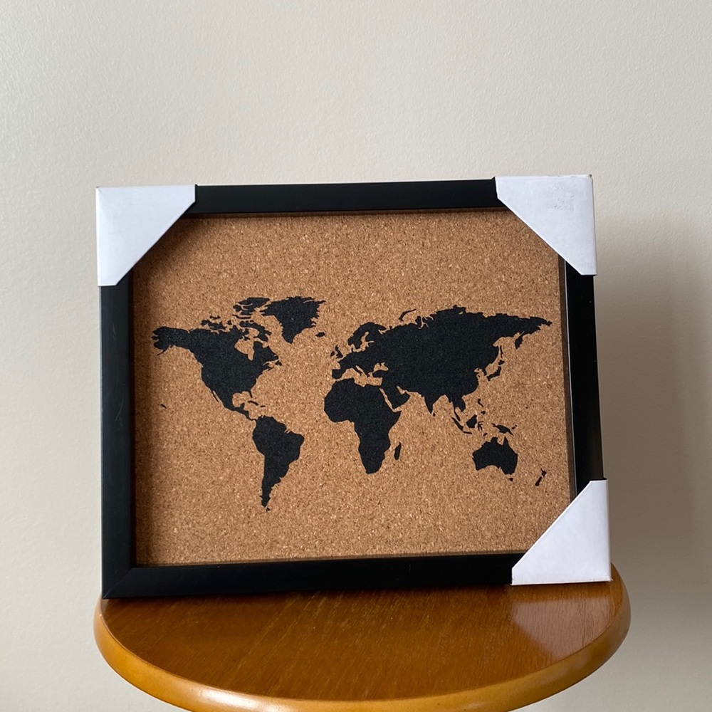 NWT Cork Board World Map Wall Decor Frame Wanderlust